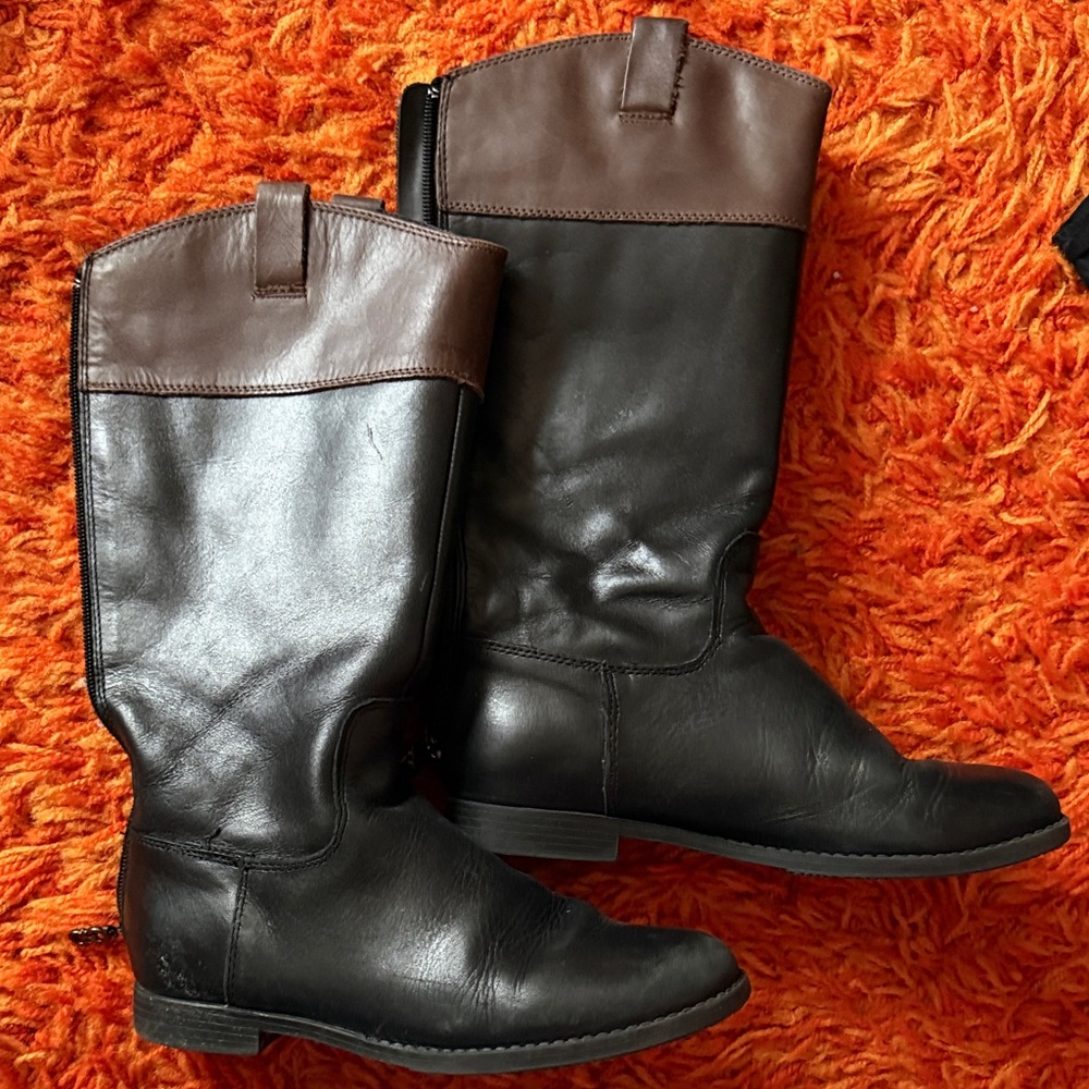 Brown and Black Leather Riding Boots